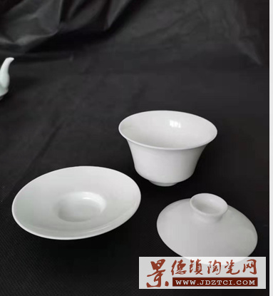 高白瓷手绘陶瓷茶具白胎加印logo图片定制厂家