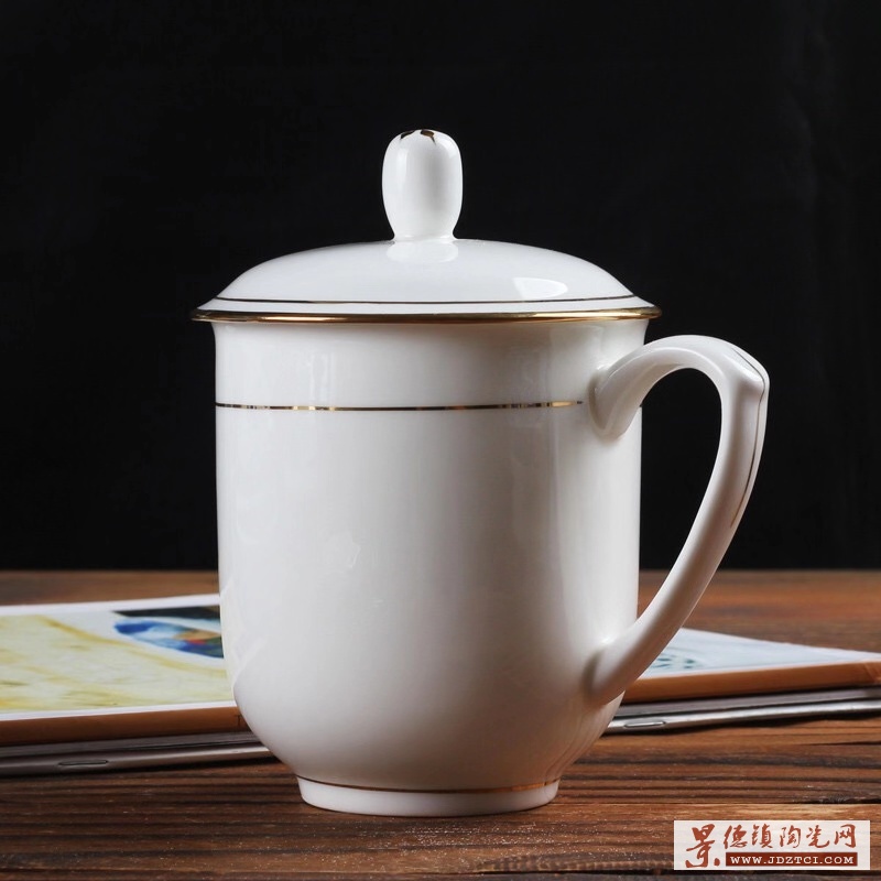 茶具陶瓷茶杯带盖白色瓷水杯泡茶办公室茶杯会议杯礼品杯logo定制