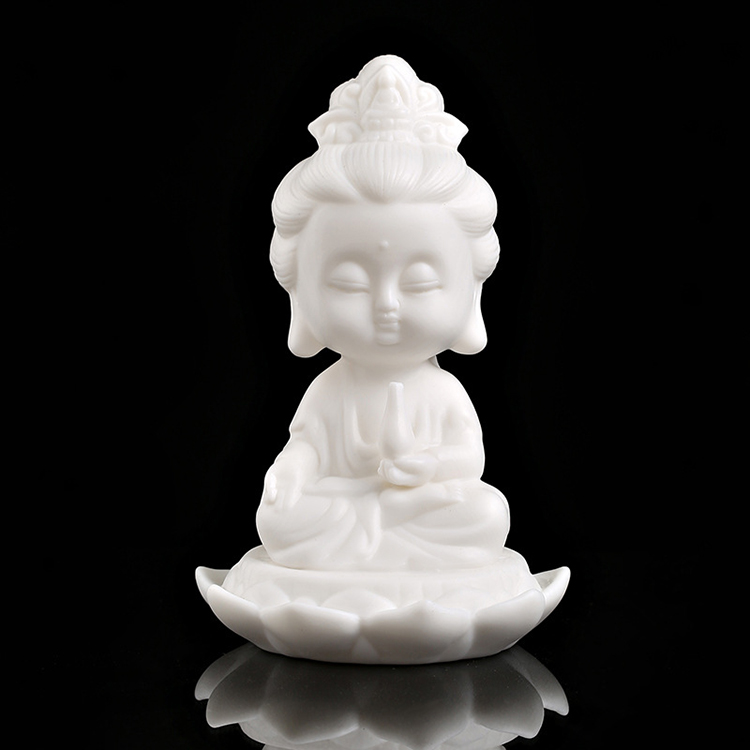 中式茶宠摆件 陶瓷观音佛像雕塑瓷 供奉家用禅意和尚小如来佛具