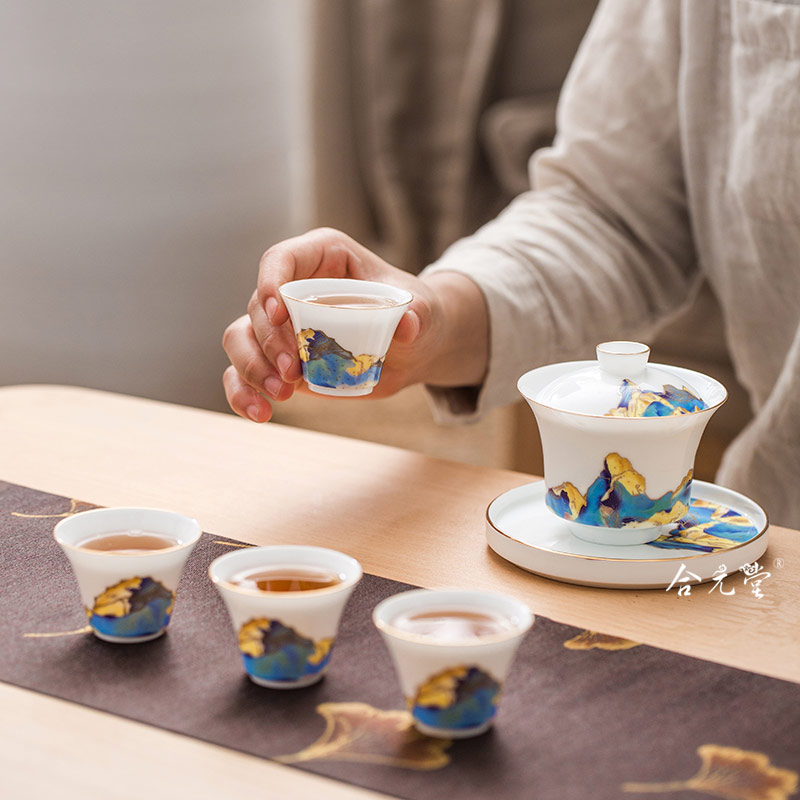 庆典活动礼品茶具 景德镇中式传统特色盖碗功夫茶具定制