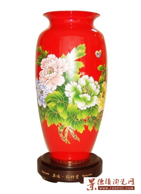 28CM小富贵红瓷花瓶