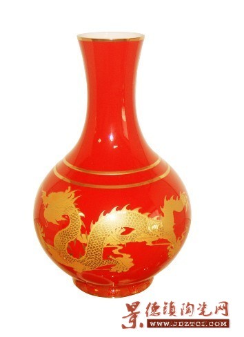 29CM大花兰红瓷花瓶