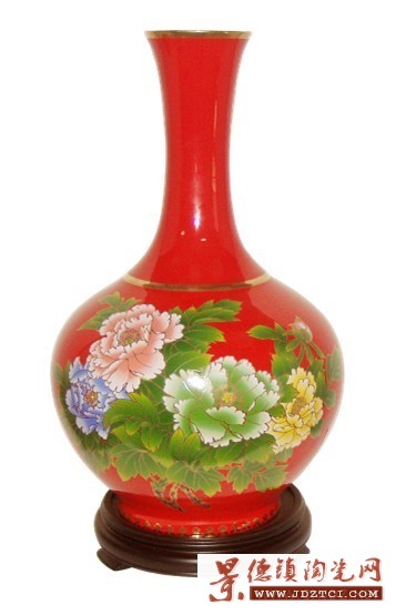33CM中赏瓶 红瓷花瓶