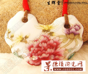 生辉堂 景德镇陶瓷饰品 手工制作粉彩牡丹 波西米亚 女款 新品