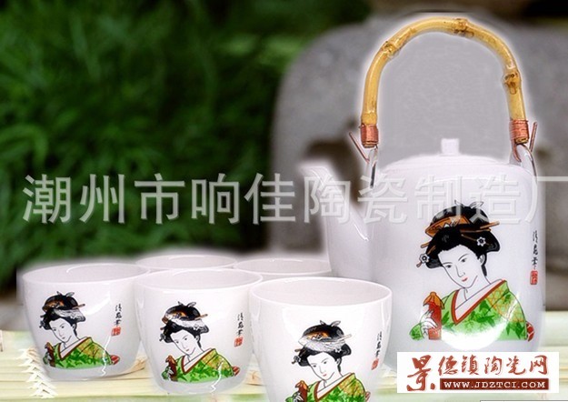 日式茶具套装 提梁茶具 功夫茶具 茶杯茶壶艺妓 结婚送礼佳品