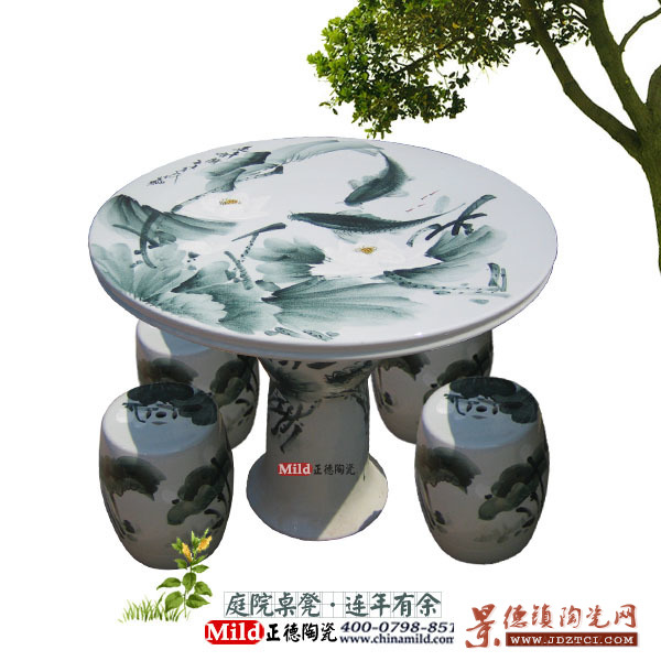 景德镇厂家供应陶瓷桌凳 休闲桌凳 装饰品陶瓷桌凳