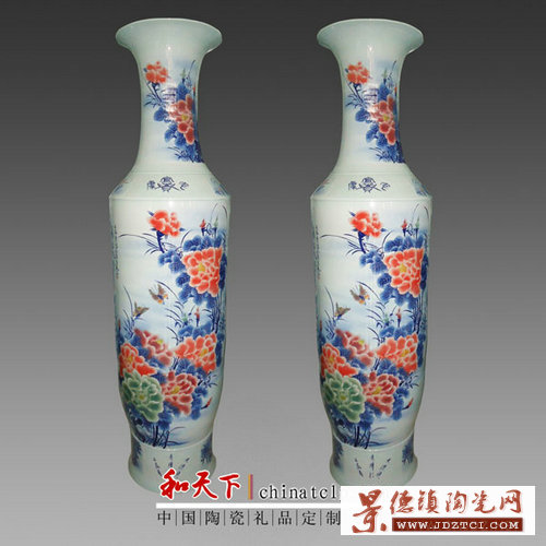景德镇陶瓷落地大花瓶 连年有余1米花瓶 家居客厅时尚装饰