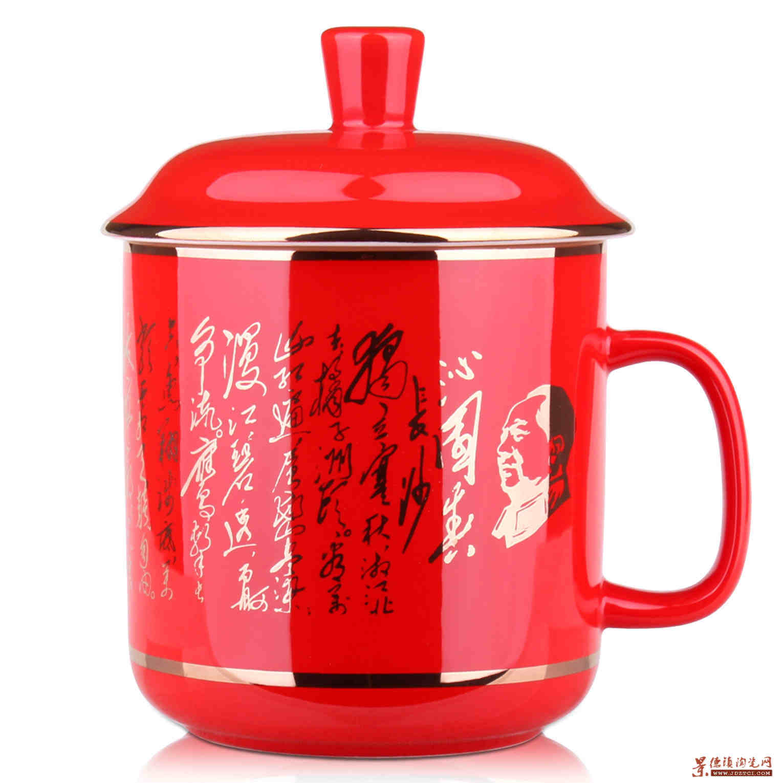 景德镇中国红瓷茶杯