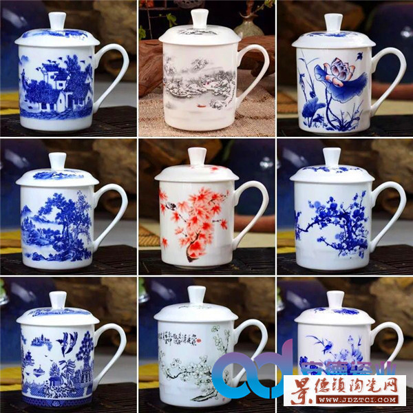 青花陶瓷茶杯 校庆礼品陶瓷茶杯