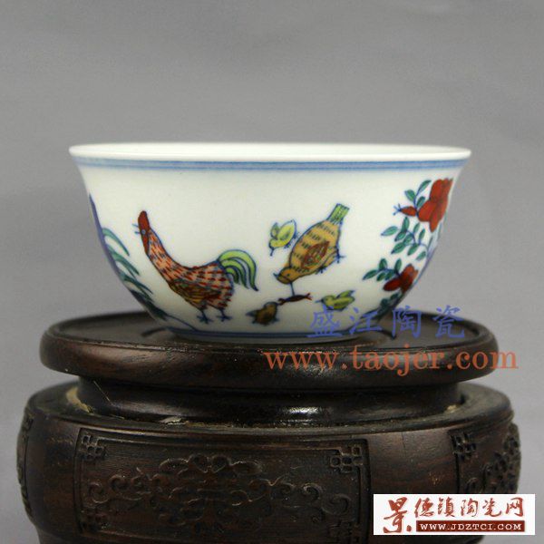 景德镇陶瓷手绘成化斗彩鸡缸杯品茗杯茶杯仿古瓷器茶具小碗