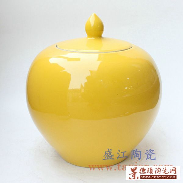 景德镇陶瓷罐子苹果罐黄色高温颜色釉储物罐可定制批发
