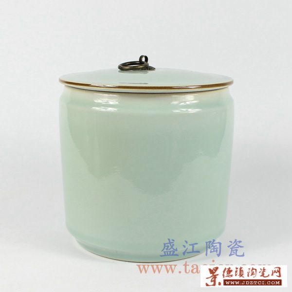 景德镇陶瓷手绘茶叶罐 影青盖罐 茶道用品
