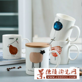 厂家直销陶瓷卡通马克杯 家用办公杯 简约陶瓷杯可定制
